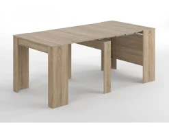 Discount Dmora Consola Diluna, Mesa de jantar extensível, Mesa com extensões multiusos extensíveis até 10 lugares, 51/237x90h78 cm, Carvalho Castanho