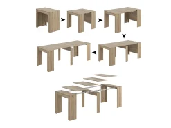 Discount Dmora Consola Diluna, Mesa de jantar extensível, Mesa com extensões multiusos extensíveis até 10 lugares, 51/237x90h78 cm, Carvalho Castanho