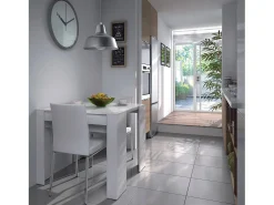 Dmora Consola Diluna, Mesa de jantar extensível, Mesa com extensões multiusos extensíveis até 10 lugares, 51/237x90h78 cm, Brilhante^ Consola
