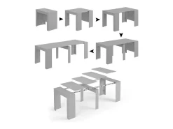 Dmora Consola Diluna, Mesa de jantar extensível, Mesa com extensões multiusos extensíveis até 10 lugares, 51/237x90h78 cm, Cimento^ Consola
