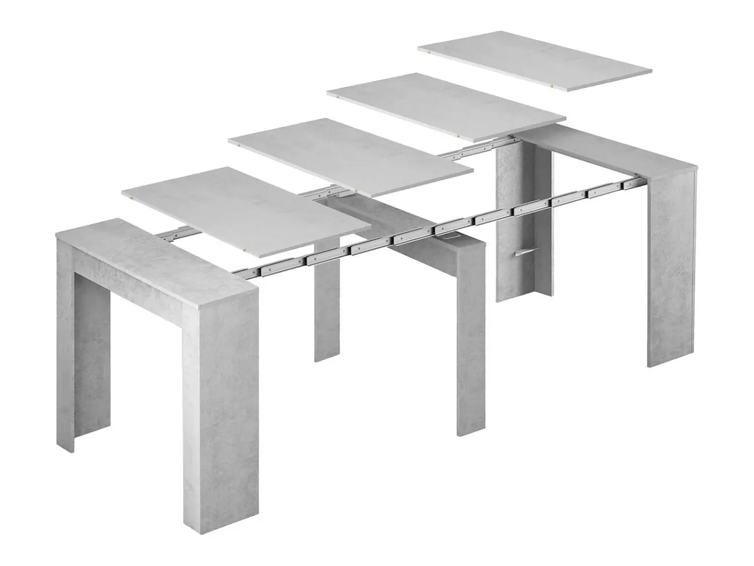 Dmora Consola Diluna, Mesa de jantar extensível, Mesa com extensões multiusos extensíveis até 10 lugares, 51/237x90h78 cm, Cimento^ Consola
