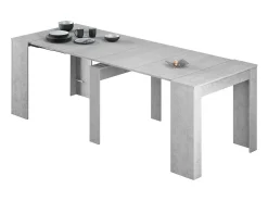 Dmora Consola Diluna, Mesa de jantar extensível, Mesa com extensões multiusos extensíveis até 10 lugares, 51/237x90h78 cm, Cimento^ Consola