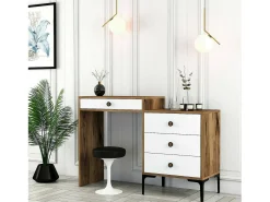 Consola|Dmora Consola Dmuntean, Mesa multiuso, Armário de apoio, Secretária de corredor, 124x40h85 cm, Noz e Branco Castanho