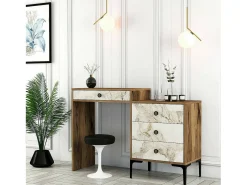 Consola|Dmora Consola Dmuntean, Mesa multiuso, Armário de apoio, Secretária de corredor, 124x40h85 cm, Noz e Branco Castanho