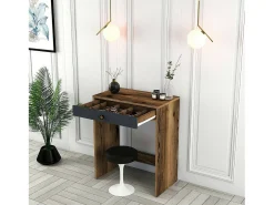 Sale Dmora Consola Dpillo, Mesa multiuso, Armário de apoio, Secretária de corredor, 70x85h40 cm, Nogueira e Antracite Castanho