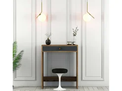 Sale Dmora Consola Dpillo, Mesa multiuso, Armário de apoio, Secretária de corredor, 70x85h40 cm, Nogueira e Antracite Castanho