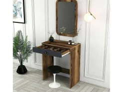 Consola*Dmora Consola Dplacch, Mesa multiuso, Armário de apoio, Secretária de corredor, 70x85h40 cm, Nogueira e Antracite Castanho