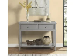 Mesa De Centro|Dorel Home Consola em imitação de mármore e estrutura metálica em latão. Cinzento