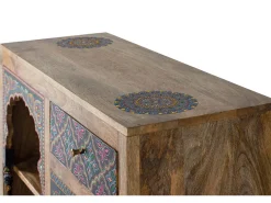 Giner y colomer Consola em madeira de mangueira natural e multicolorida Multicolor..79x35x88 Multicor