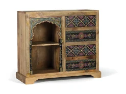 Giner y colomer Consola em madeira de mangueira natural e multicolorida Multicolor..79x35x88 Multicor