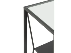 Clearance Consola em metal com tampo de vidro Preto