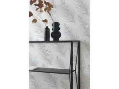 Clearance Consola em metal com tampo de vidro Preto