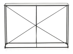 Consola| Consola em metal com tampo de vidro Preto
