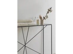 Consola| Consola em metal com tampo de vidro Preto