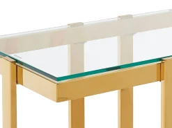 Consola|Vente-unique Consola em vidro temperado e aço inoxidável cromado, transparente e dourado - VELETIA Transparente / Dourado