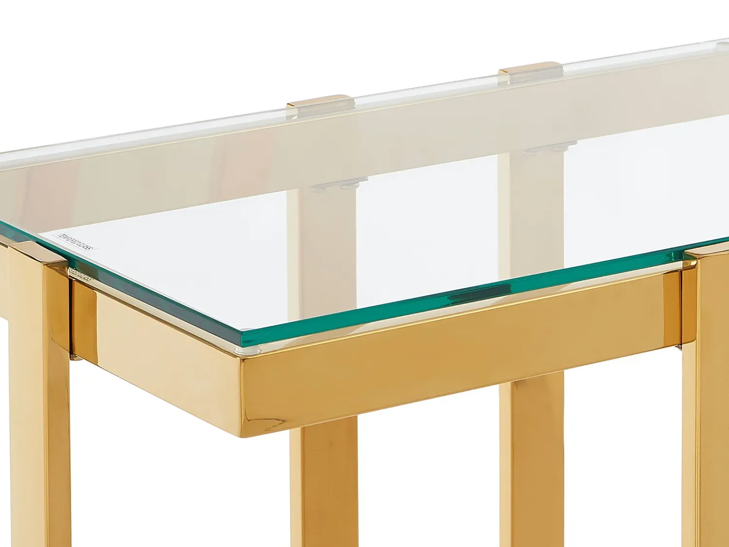 Consola|Vente-unique Consola em vidro temperado e aço inoxidável cromado, transparente e dourado - VELETIA Transparente / Dourado