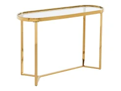 Best Vente-unique Consola em vidro temperado e aço inoxidável cromado, transparente e dourado - JOLINY Transparente / Dourado