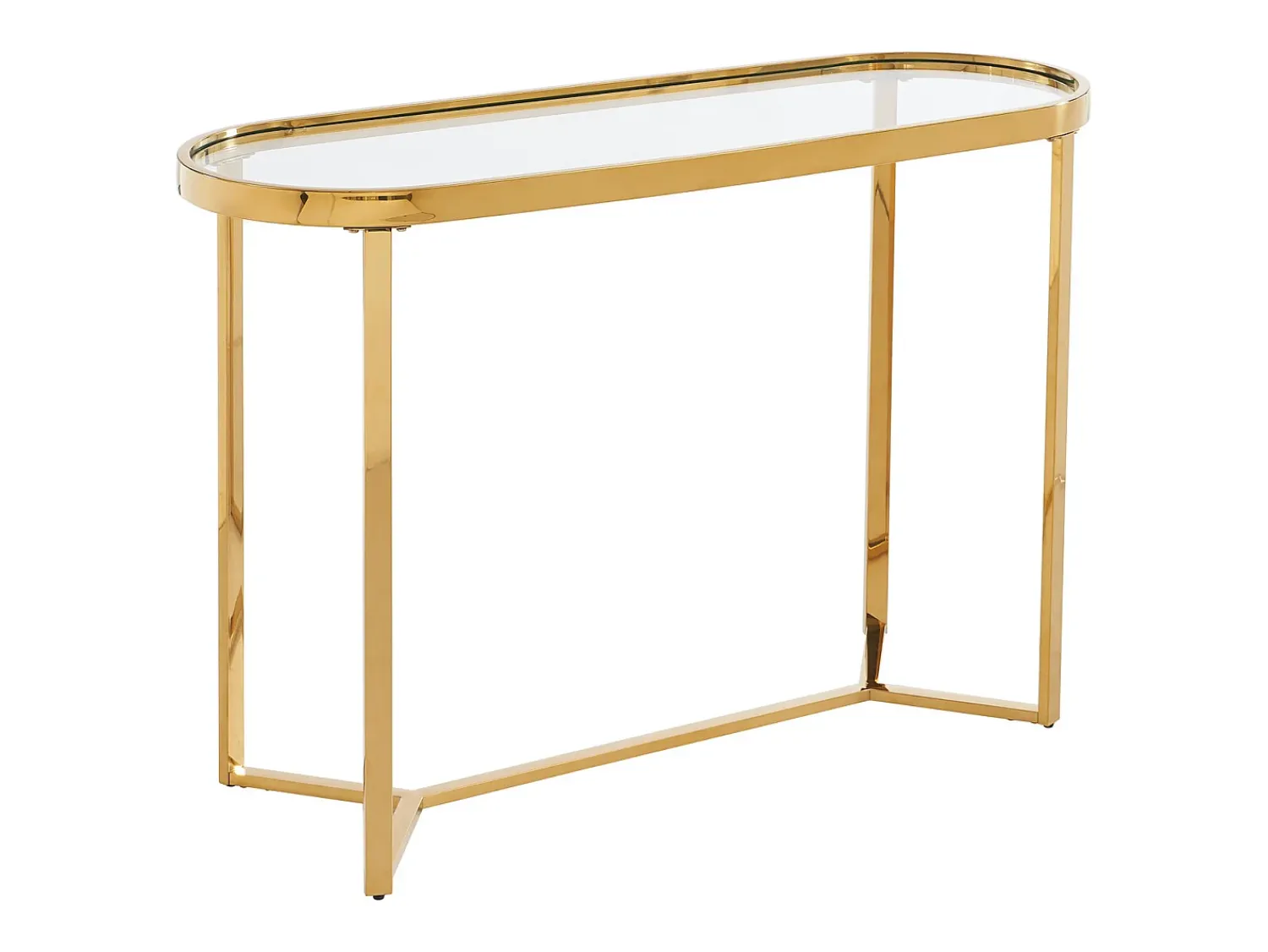 Best Vente-unique Consola em vidro temperado e aço inoxidável cromado, transparente e dourado - JOLINY Transparente / Dourado