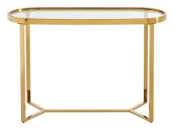 Best Vente-unique Consola em vidro temperado e aço inoxidável cromado, transparente e dourado - JOLINY Transparente / Dourado
