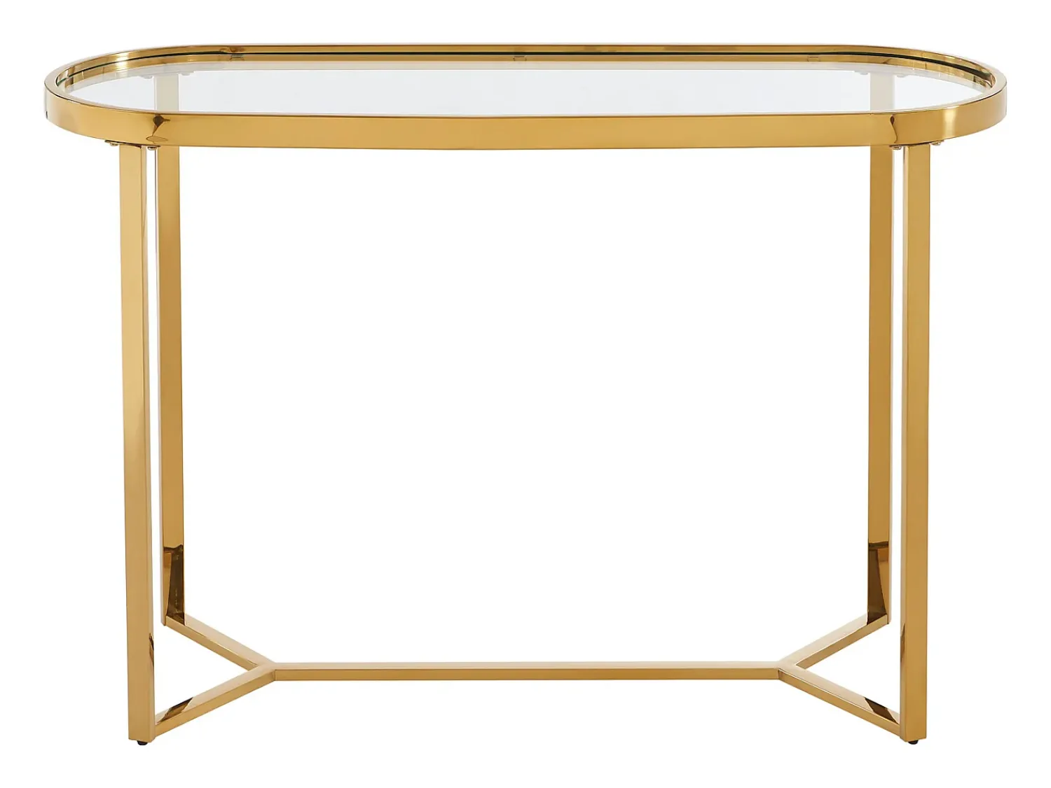 Best Vente-unique Consola em vidro temperado e aço inoxidável cromado, transparente e dourado - JOLINY Transparente / Dourado