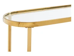 Best Vente-unique Consola em vidro temperado e aço inoxidável cromado, transparente e dourado - JOLINY Transparente / Dourado