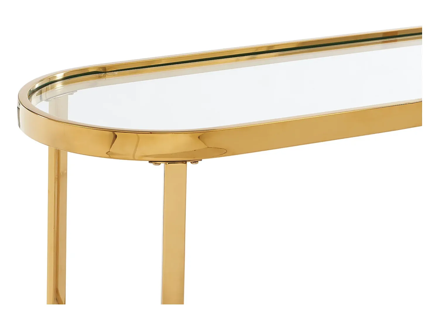 Best Vente-unique Consola em vidro temperado e aço inoxidável cromado, transparente e dourado - JOLINY Transparente / Dourado