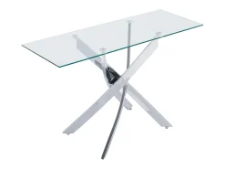 Vente-unique Consola em vidro temperado e metal cromado - Transparente - COSIMA^ Consola