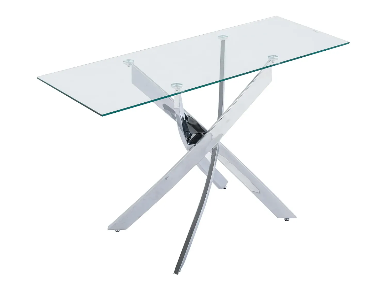 Vente-unique Consola em vidro temperado e metal cromado - Transparente - COSIMA^ Consola