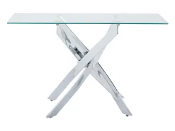 Vente-unique Consola em vidro temperado e metal cromado - Transparente - COSIMA^ Consola