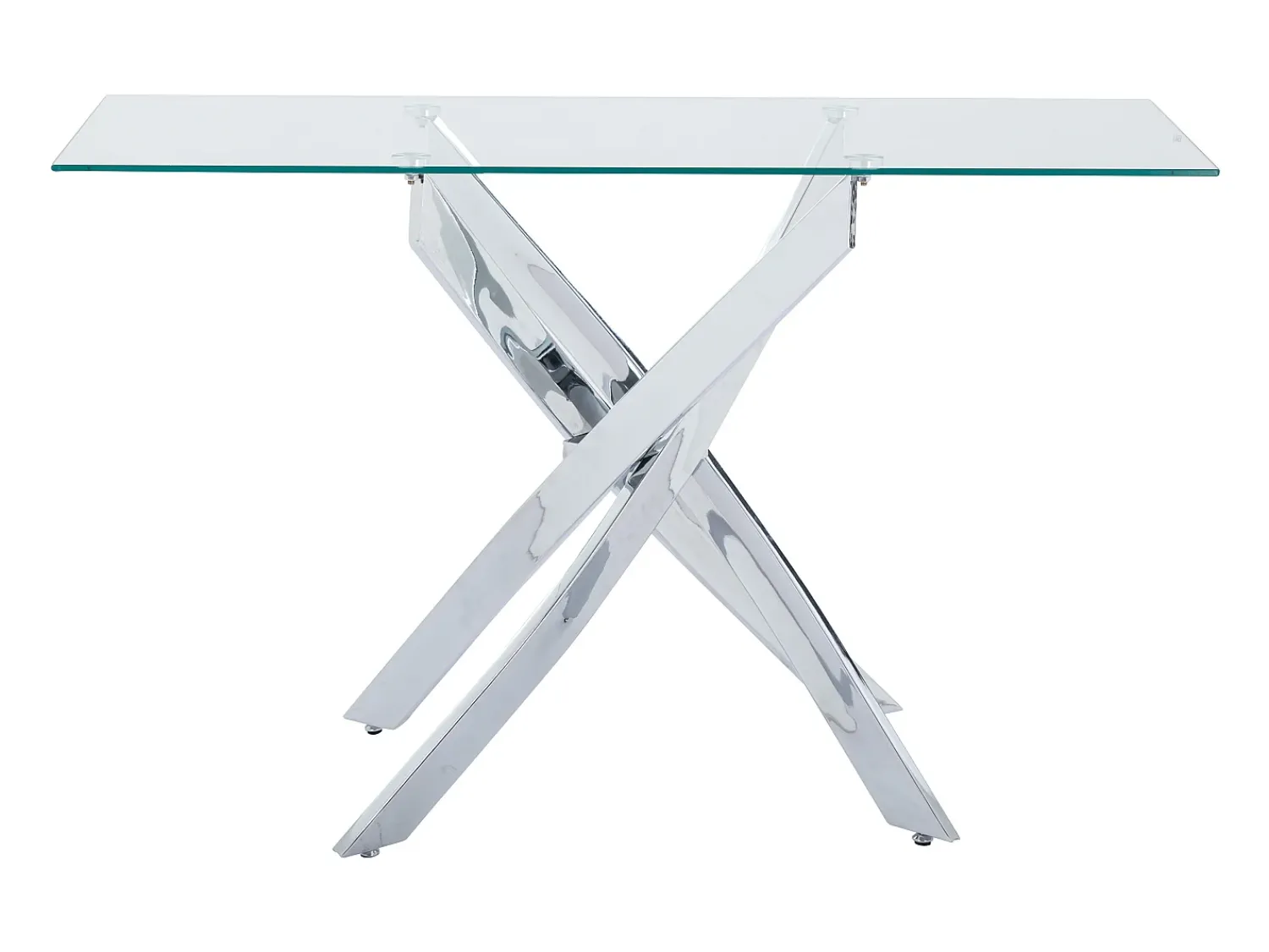 Vente-unique Consola em vidro temperado e metal cromado - Transparente - COSIMA^ Consola