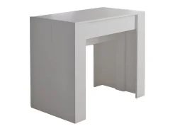 Outlet Dmora Consola extensível Alberique, Mesa com extensões, Consola multiusos, Mesa de jantar extensível até 10 lugares, 90/237x51h78 cm, Branco