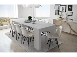 Outlet Dmora Consola extensível Alberique, Mesa com extensões, Consola multiusos, Mesa de jantar extensível até 10 lugares, 90/237x51h78 cm, Branco
