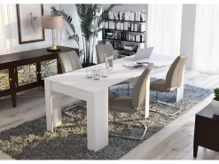 Outlet Dmora Consola extensível Alberique, Mesa com extensões, Consola multiusos, Mesa de jantar extensível até 10 lugares, 90/237x51h78 cm, Branco