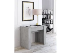 Consola|Dmora Consola extensível Alberique, Mesa com extensões, Consola multiusos, Mesa de jantar extensível até 10 lugares, 90/237x51h78 cm, Cimento Cinzento