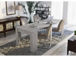 Consola|Dmora Consola extensível Alberique, Mesa com extensões, Consola multiusos, Mesa de jantar extensível até 10 lugares, 90/237x51h78 cm, Cimento Cinzento