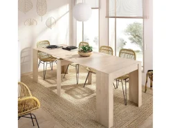Hot Dmora Consola extensível Cognolo, Consola extensível multiposições, Mesa de jantar multiusos, 54/239x90h77 cm, Carvalho Natural claro