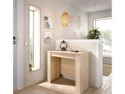 Hot Dmora Consola extensível Cognolo, Consola extensível multiposições, Mesa de jantar multiusos, 54/239x90h77 cm, Carvalho Natural claro