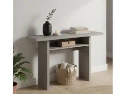 Clearance Dmora Consola extensível Dbaschirott, Mesa de jantar com abertura rebatível, Consola extensível multiusos, 100% Fabricado em Itália, 120x70h75 cm, Cimento Cinzento