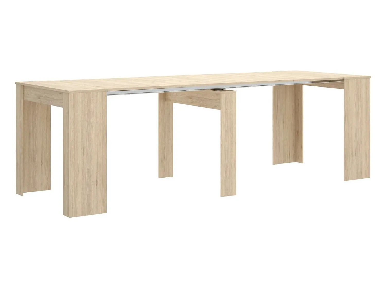Consola*Dmora Consola extensível Dbiragh, Consola extensível multiposições, Mesa de jantar multiusos, 54/239x90h77 cm, Carvalho Natural claro