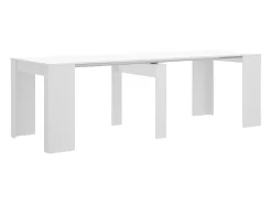 Consola*Dmora Consola extensível Dbiragh, Mesa de jantar multiusos, Consola extensível multiposições com suporte de extensão incluído, 54/239x90h77 cm, Branco
