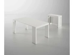 Sale Dmora Consola extensível Detound, Mesa de jantar extensível, Consola multiusos com extensões, 100% Fabricado em Itália, 186x80h76 cm, Branco