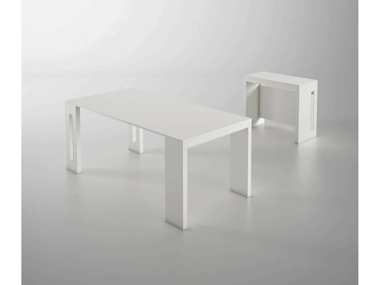 Sale Dmora Consola extensível Detound, Mesa de jantar extensível, Consola multiusos com extensões, 100% Fabricado em Itália, 186x80h76 cm, Branco