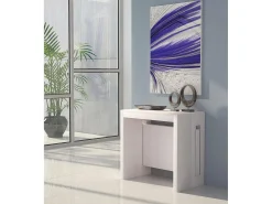 Sale Dmora Consola extensível Detound, Mesa de jantar extensível, Consola multiusos com extensões, 100% Fabricado em Itália, 186x80h76 cm, Branco