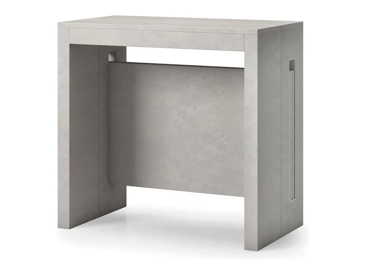 Consola|Dmora Consola extensível Detound, Mesa de jantar extensível, Consola multiuso com extensões, 100% Fabricado em Itália, 186x80h76 cm, Cimento Cinzento