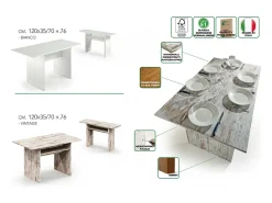 Dmora Consola extensível Dgalles, Mesa de jantar com abertura para livro, Consola multiuso extensível, 100% Fabricado em Itália, 120x70h75 cm,^ Consola