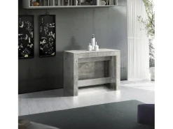 Consola|Dmora Consola extensível Dguigo, Consola extensível até 12 lugares, Mesa com suportes de extensão, 100% Fabricado em Itália, 51/300x90h77 cm, Cimento Cinzento
