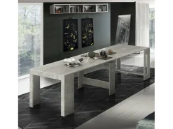 Consola|Dmora Consola extensível Dguigo, Consola extensível até 12 lugares, Mesa com suportes de extensão, 100% Fabricado em Itália, 51/300x90h77 cm, Cimento Cinzento