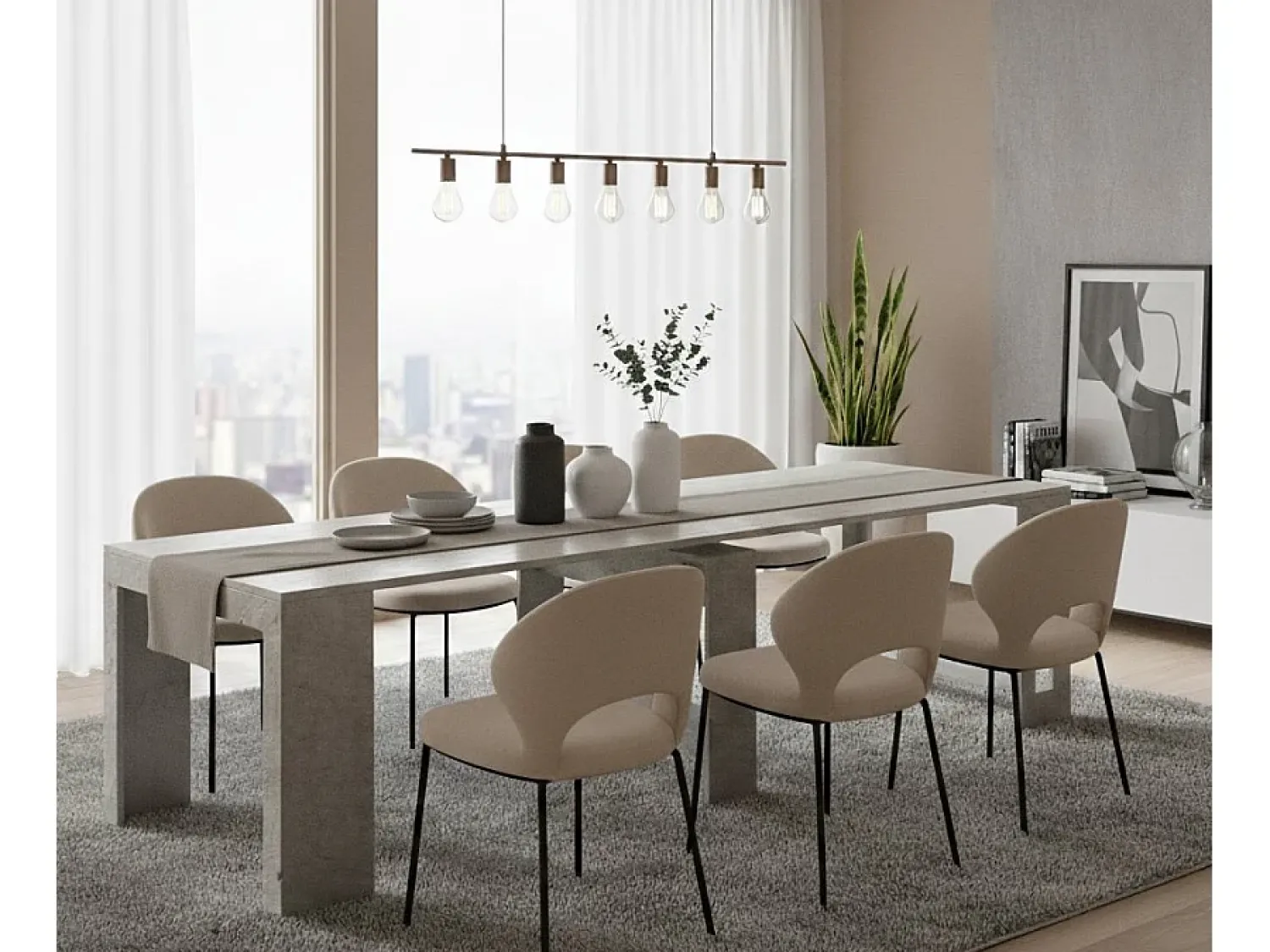 Consola|Dmora Consola extensível Dguigo, Consola extensível até 12 lugares, Mesa com suportes de extensão, 100% Fabricado em Itália, 51/300x90h77 cm, Cimento Cinzento