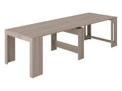 Discount Dmora Consola extensível Dguigo, Consola extensível até 12 lugares, Mesa com suportes de extensão, 100% Fabricado em Itália, 51/300x90h77 cm, Olmo pérola Castanho