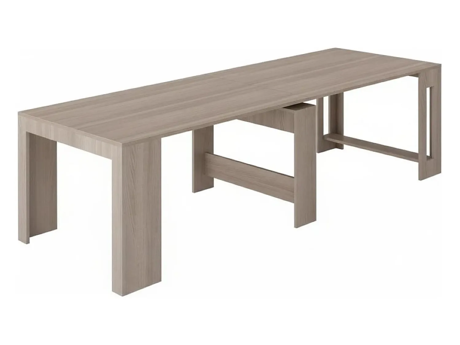 Discount Dmora Consola extensível Dguigo, Consola extensível até 12 lugares, Mesa com suportes de extensão, 100% Fabricado em Itália, 51/300x90h77 cm, Olmo pérola Castanho